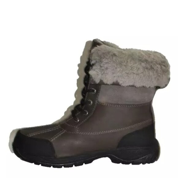 New! UGG Men\'s Butte Waterproof Leather Boots Dark Gray 5521 Size 7.5 US DD411